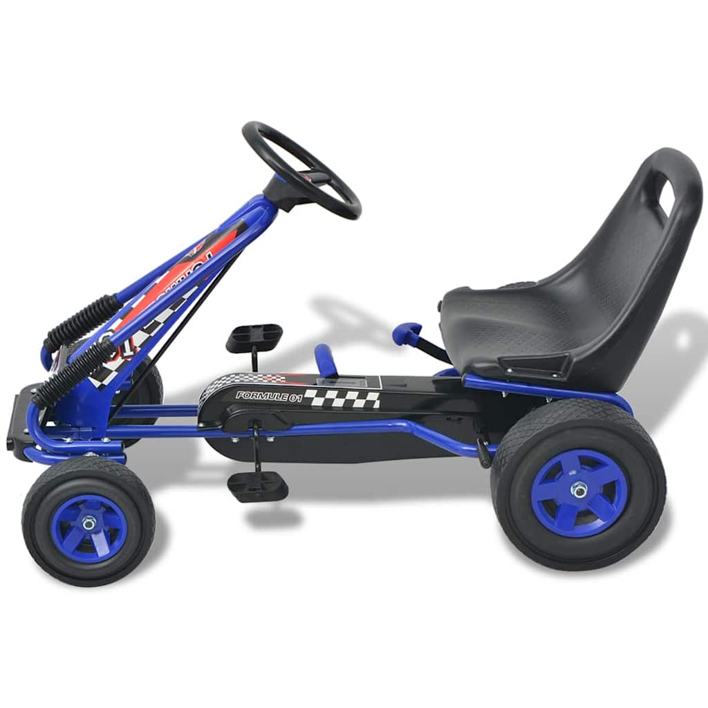 Pedal--Go-Kart Med Justerbar Sete Blå