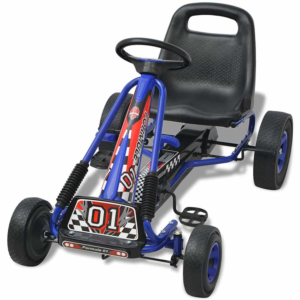Pedal--Go-Kart Med Justerbar Sete Blå