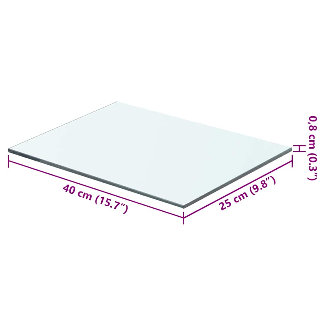 Hyllepanel Klart Glass 40X25 Cm