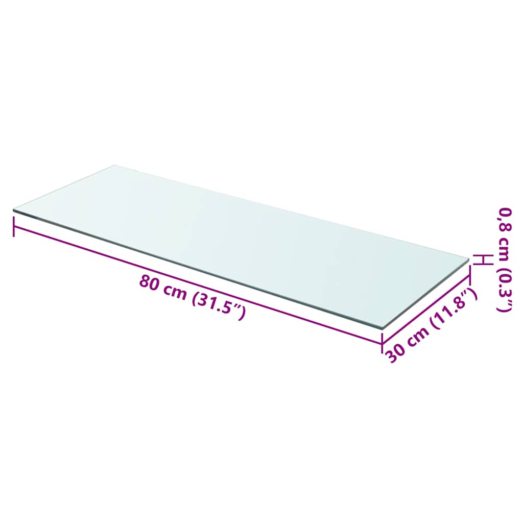 Hyllepanel Klart Glass 80X30 Cm