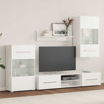 Tv-Møbel Med Skap Og Led-Lys 5 Deler Hvit