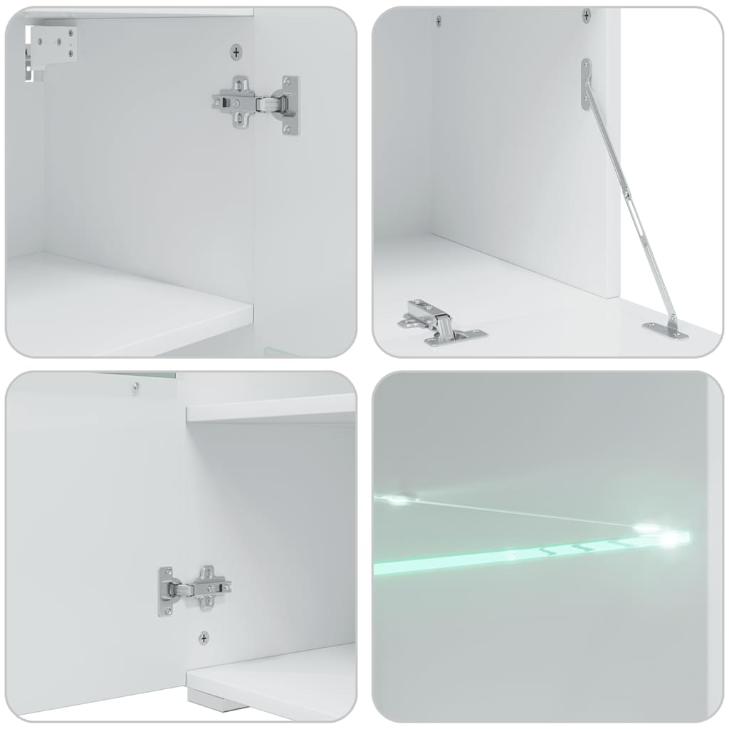 Tv-Møbel Med Skap Og Led-Lys 5 Deler Hvit