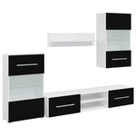 Tv-Møbel Med Skap Og Led-Lys 5 Deler Svart