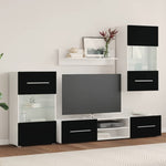 Tv-Møbel Med Skap Og Led-Lys 5 Deler Svart