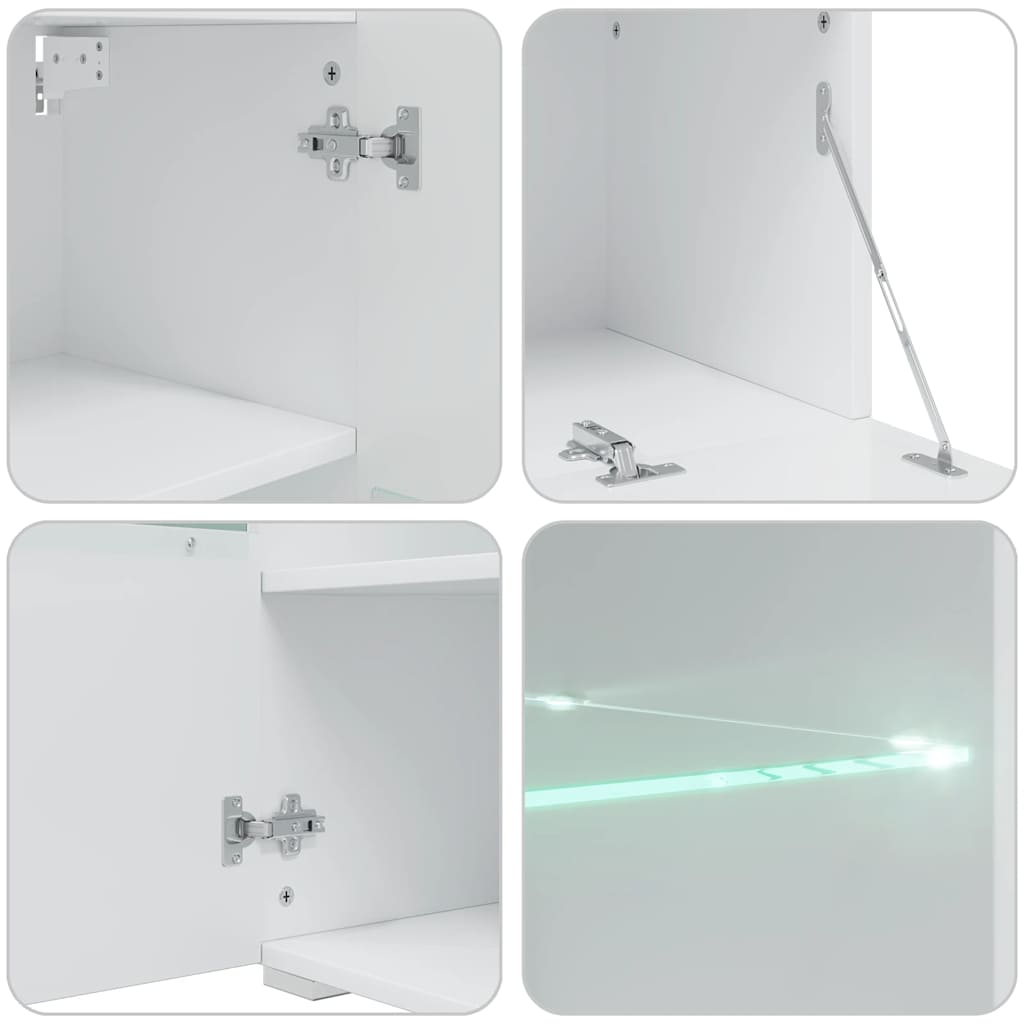 Tv-Møbel Med Skap Og Led-Lys 5 Deler Svart