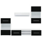 Tv-Møbel Med Skap Og Led-Lys 5 Deler Svart