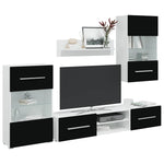 Tv-Møbel Med Skap Og Led-Lys 5 Deler Svart