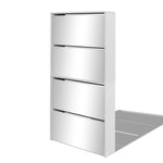 Skoskap 4 Hyller Speil Hvit 63X17X134 Cm