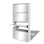 Skoskap 4 Hyller Speil Hvit 63X17X134 Cm