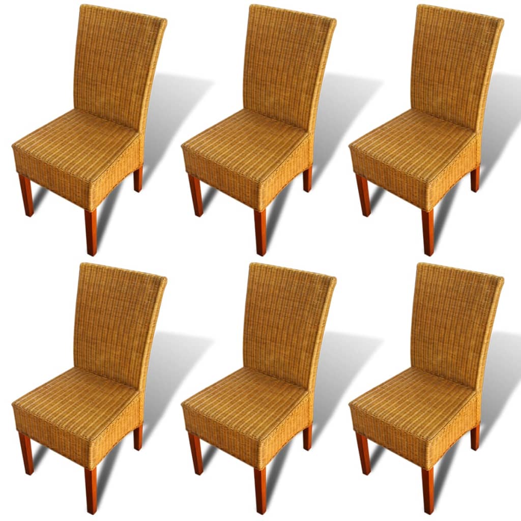 Spisestoler 6 Stk Brun Naturell Rotting