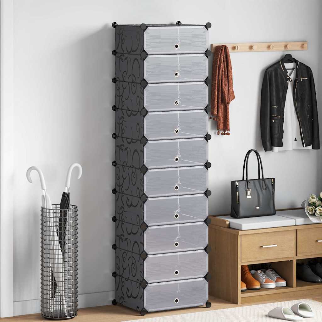 Skoskap Med Arrangør 10 Rom Svart