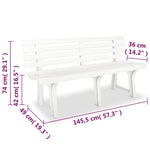 Hagebenk 145,5 Cm Plast Hvit