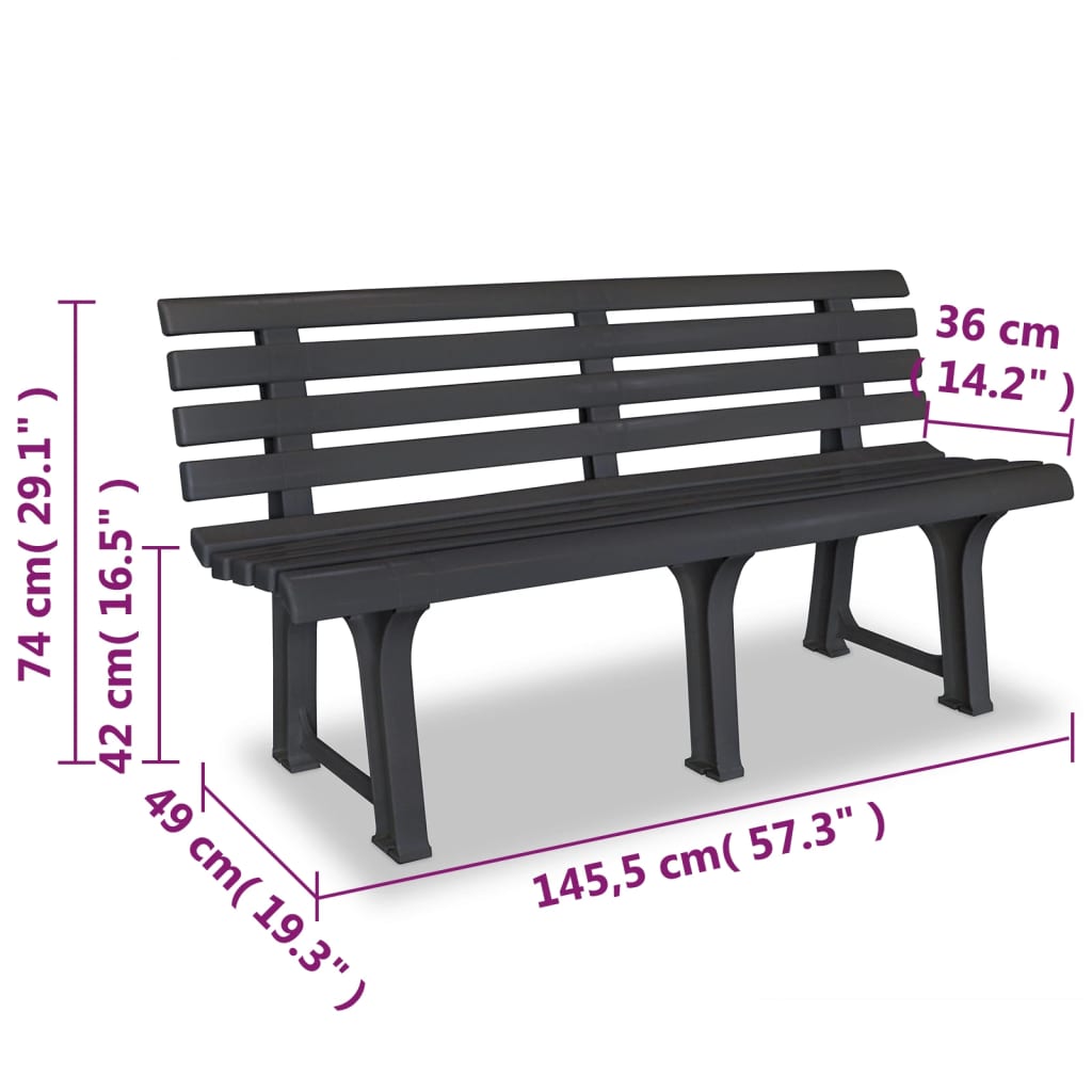Hagebenk 145,5 Cm Plast Antrasitt