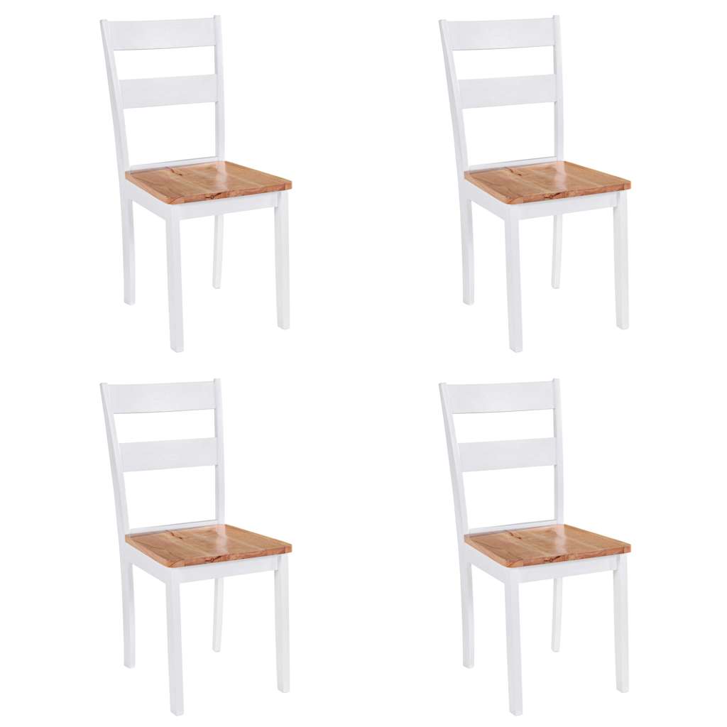 Spisestoler 4 Stk Hvit Heltre Gummitre