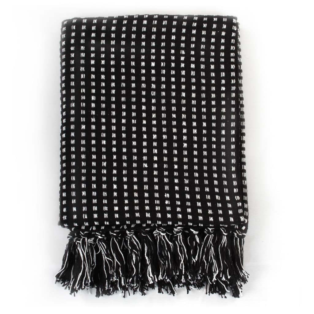 Pledd Bomull Rutetmønster 160X210 Cm Svart