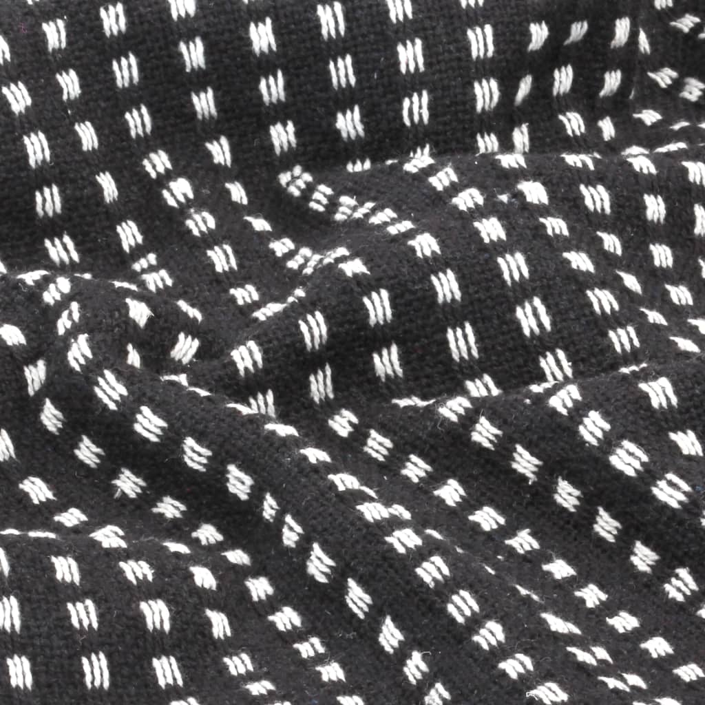 Pledd Bomull Rutetmønster 160X210 Cm Svart