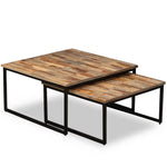 Settbord Salongbord 2 Deler Heltre Gjenvunnet Teak