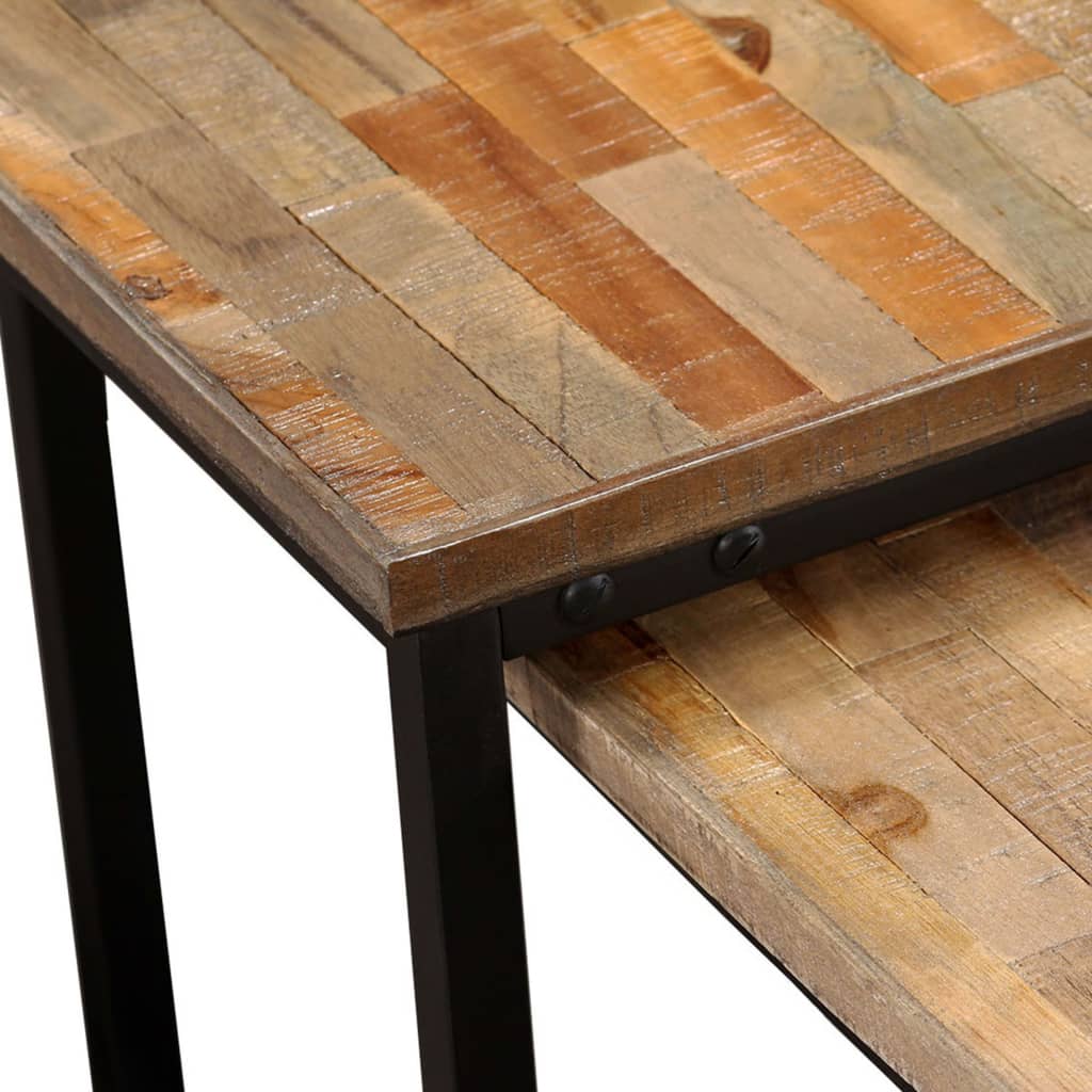 Settbord Salongbord 2 Deler Heltre Gjenvunnet Teak