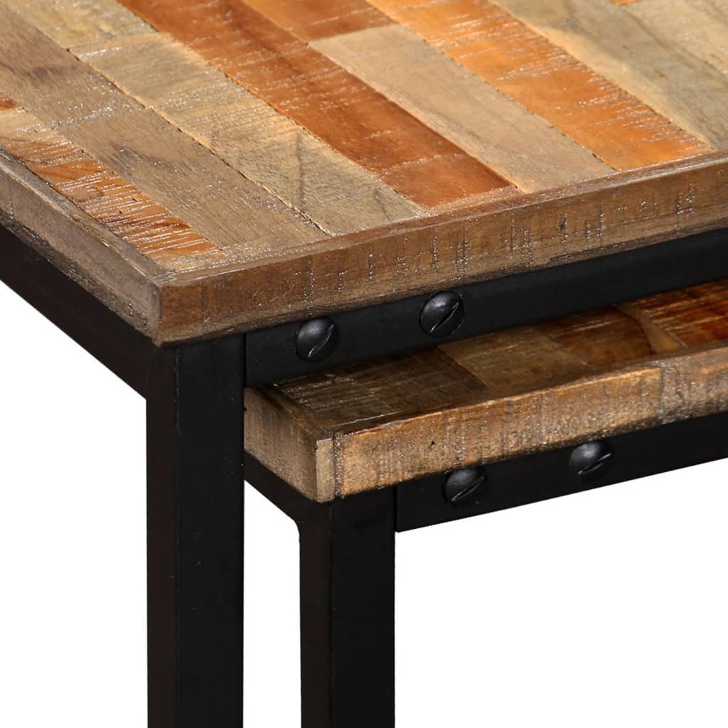 Settbord Salongbord 2 Deler Heltre Gjenvunnet Teak