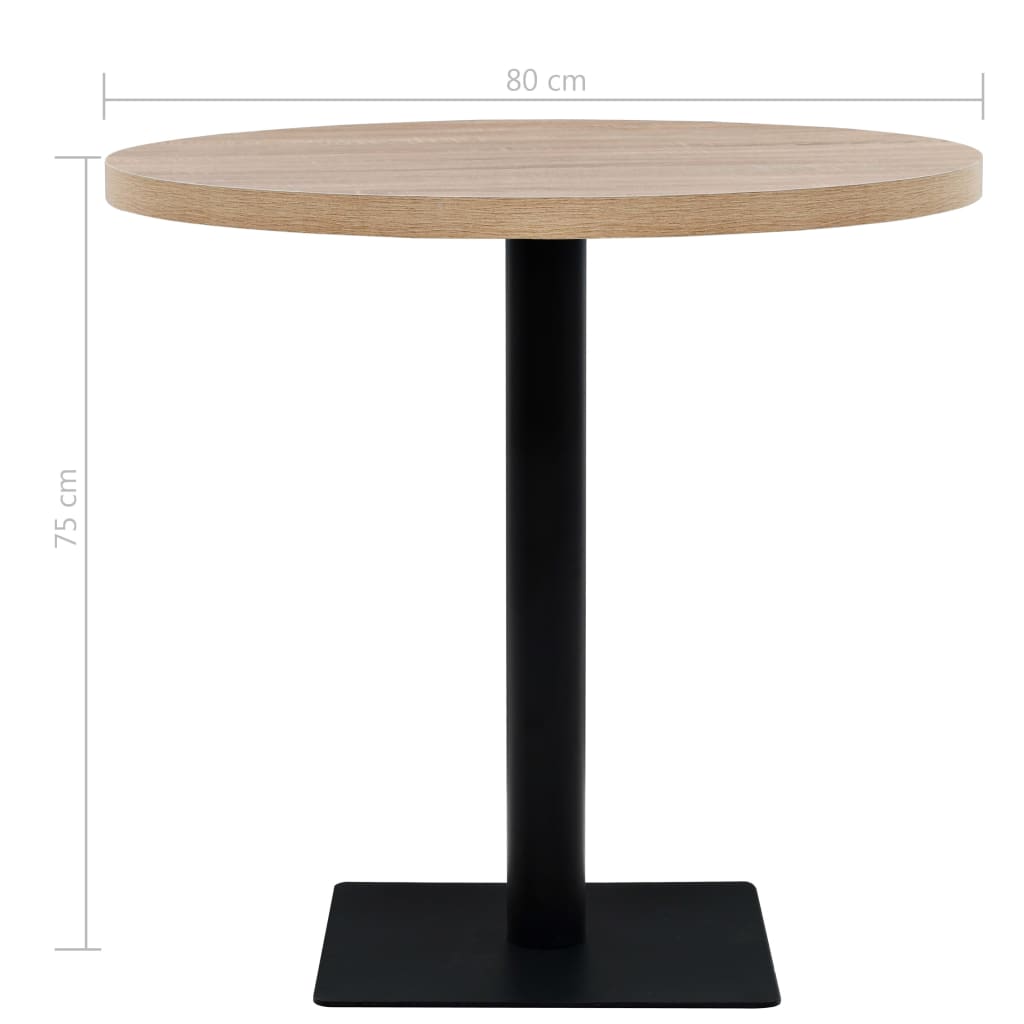 Bistrobord Mdf Og Stål Rund 80X75 Cm Eikefarge
