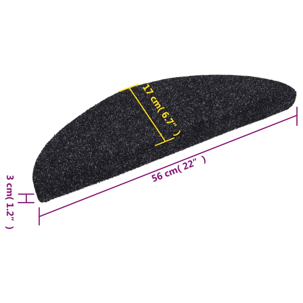 Selvklebende Trappematter Nålestempel 15 Stk 56X17X3 Cm Svart