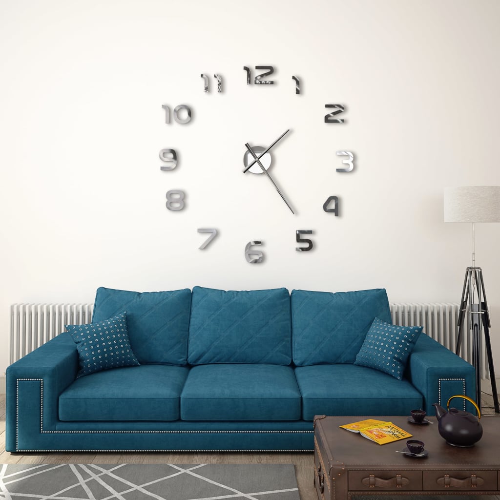 Veggklokke 3D Moderne Design 100 Cm Xxl Sølv
