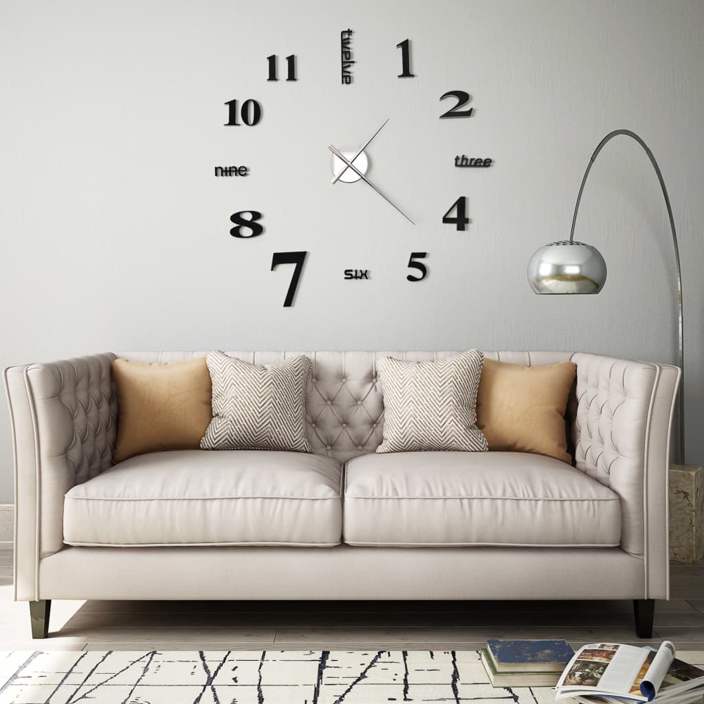 Veggklokke 3D Moderne Design 100 Cm Xxl Svart