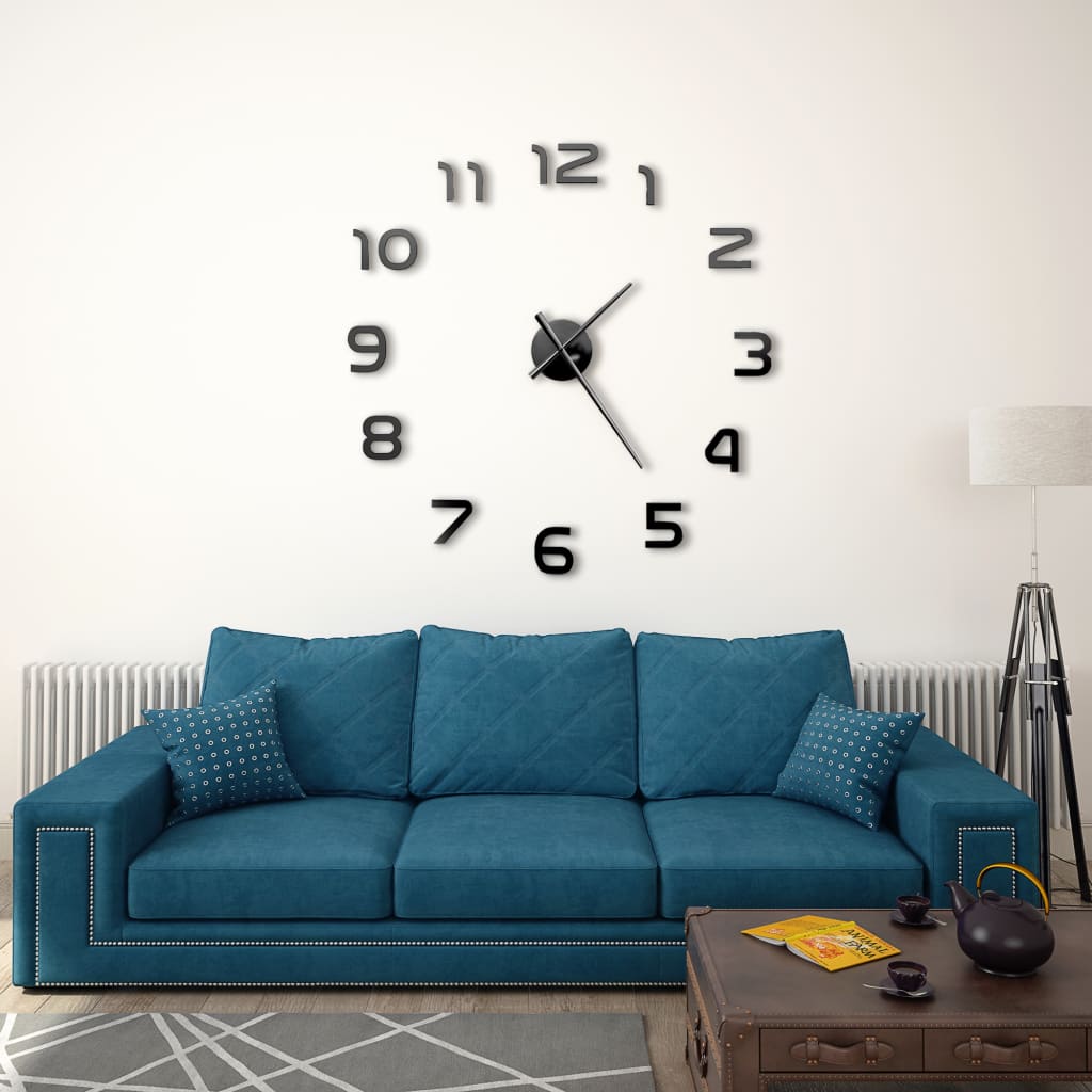 Veggklokke 3D Moderne Design 100 Cm Xxl Svart