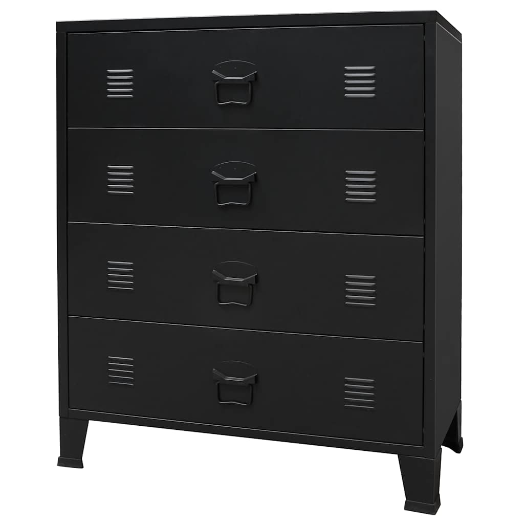 Kommode Metall Industriell Stil 78X40X93 Cm Svart