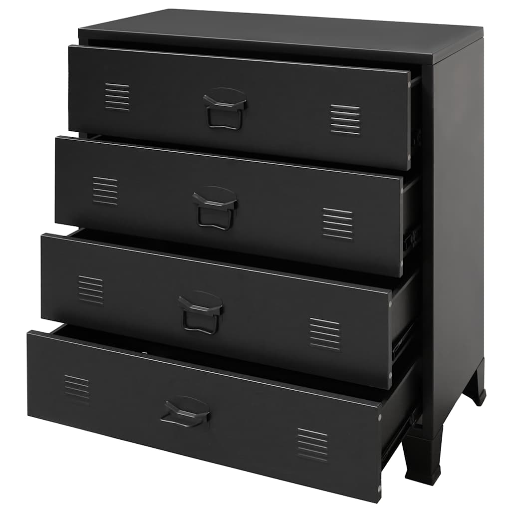 Kommode Metall Industriell Stil 78X40X93 Cm Svart
