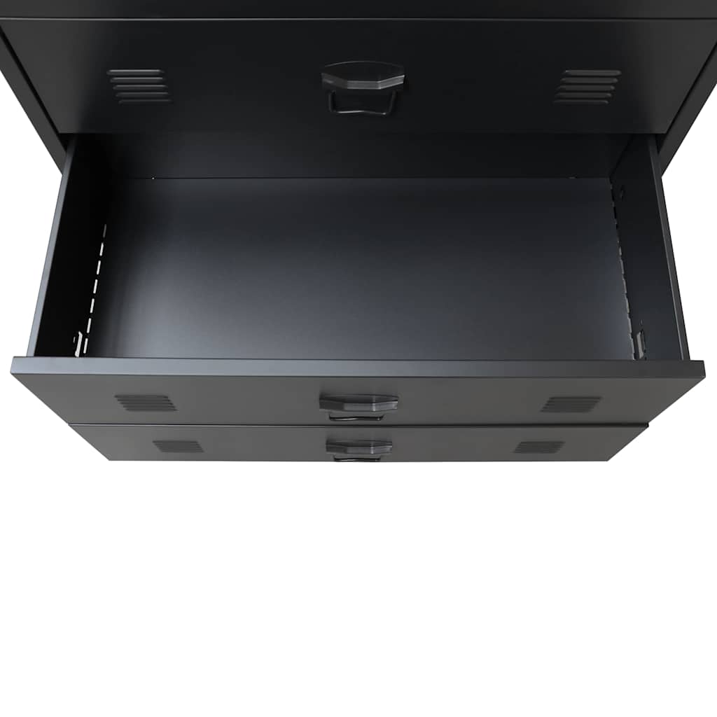 Kommode Metall Industriell Stil 78X40X93 Cm Svart