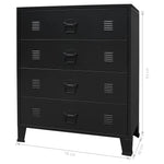 Kommode Metall Industriell Stil 78X40X93 Cm Svart