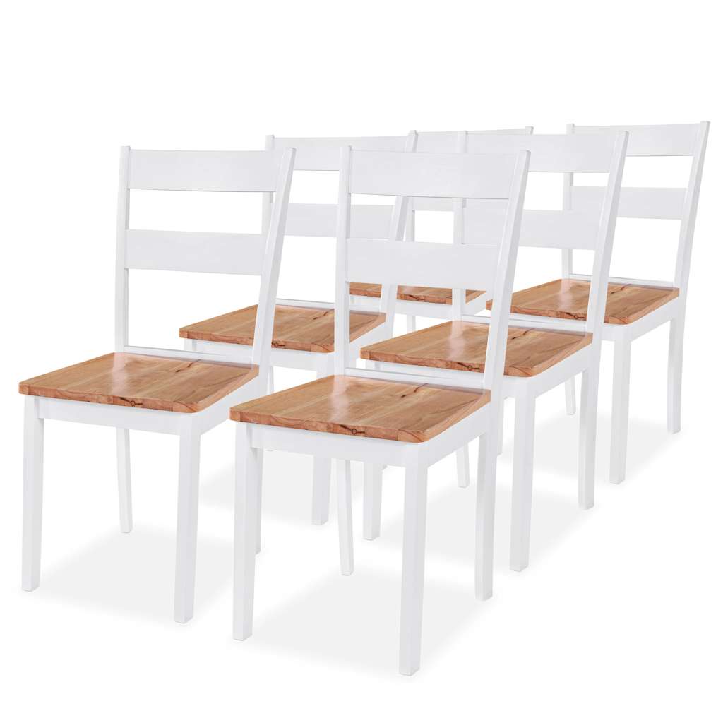 Spisestoler 6 Stk Hvit Heltre Gummitre