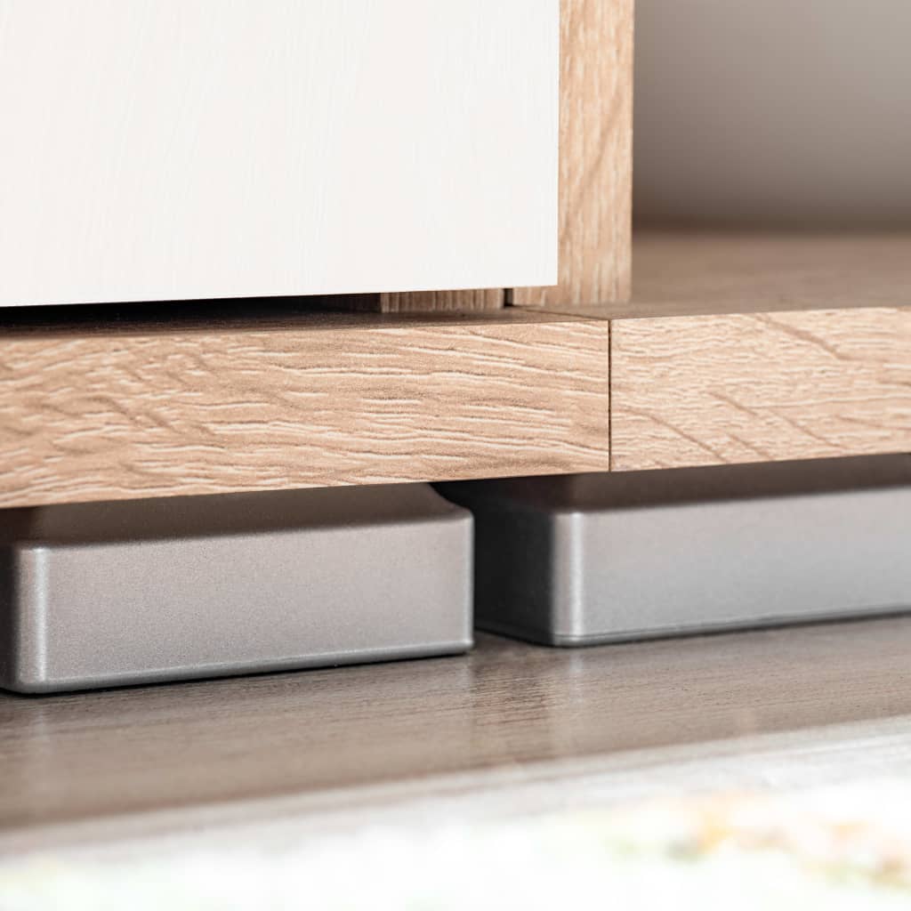 Tv-Veggenhet Med Led-Lys Sonoma Eik Og Hvit