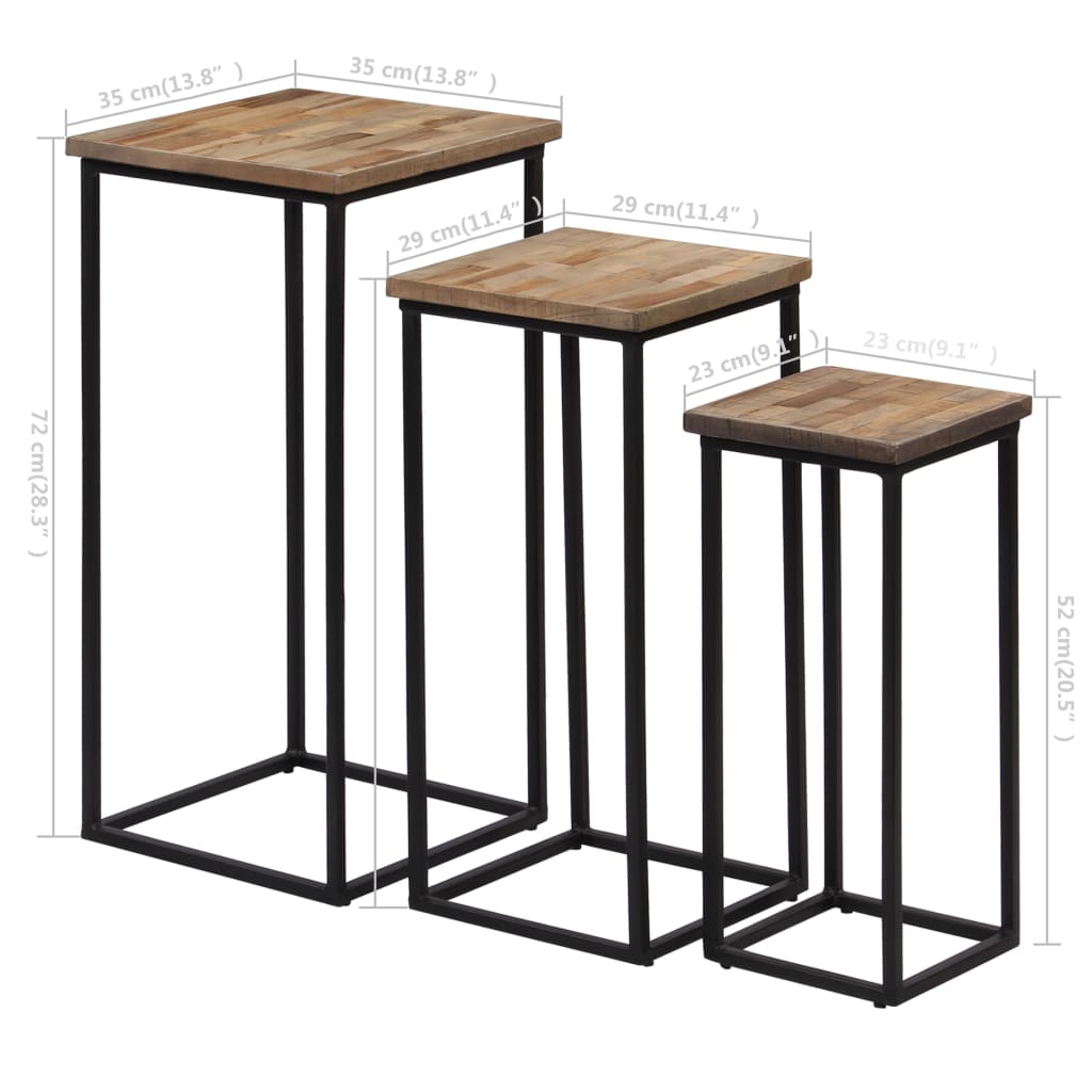 Plantebord 3 Deler Gjenvunnet Teak