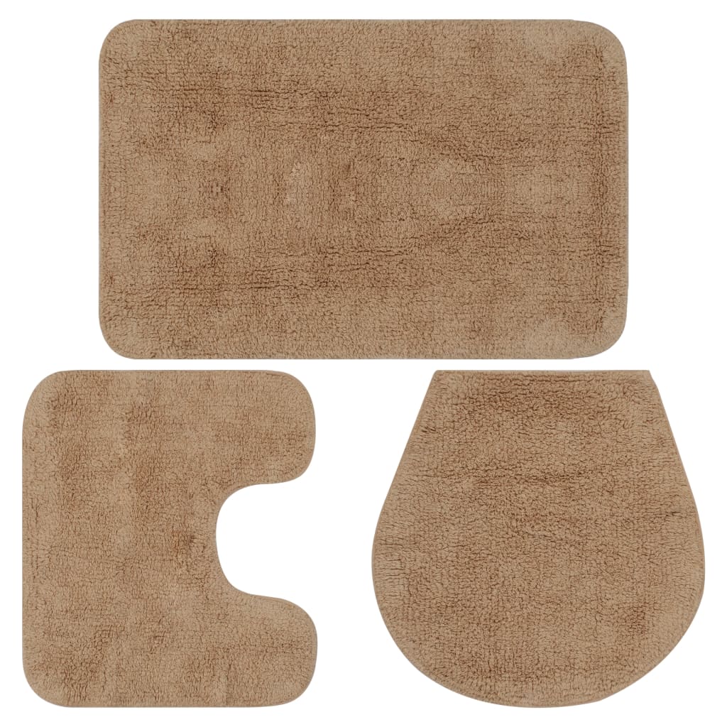 Baderomsmattesett 3 Stk Stoff Beige