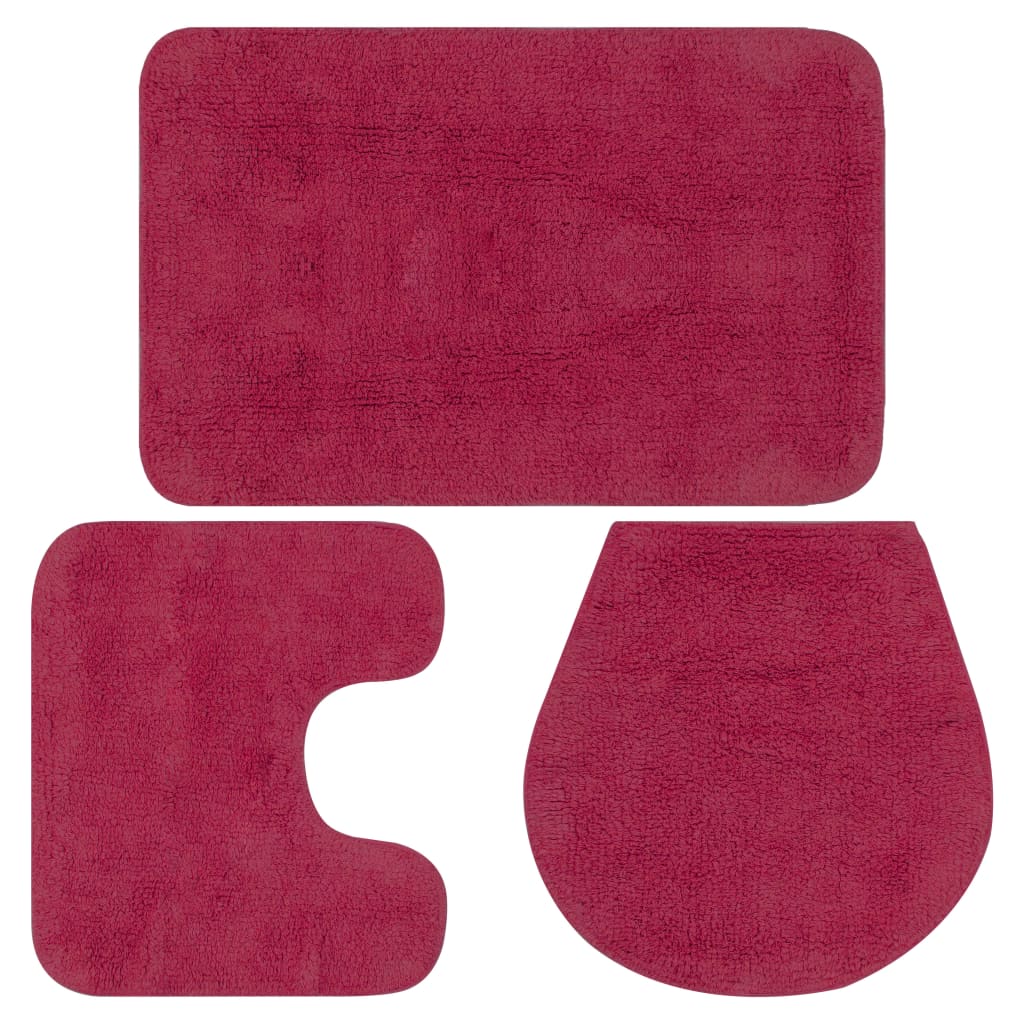 Baderomsmattesett 3 Stk Stoff Fuksia