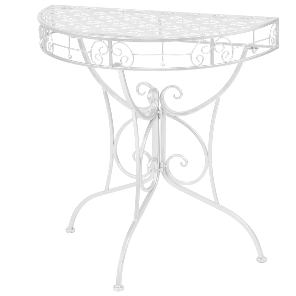 Sidebord Gammeldags Stil Halvrund Metall 72X36X74 Cm Sølv