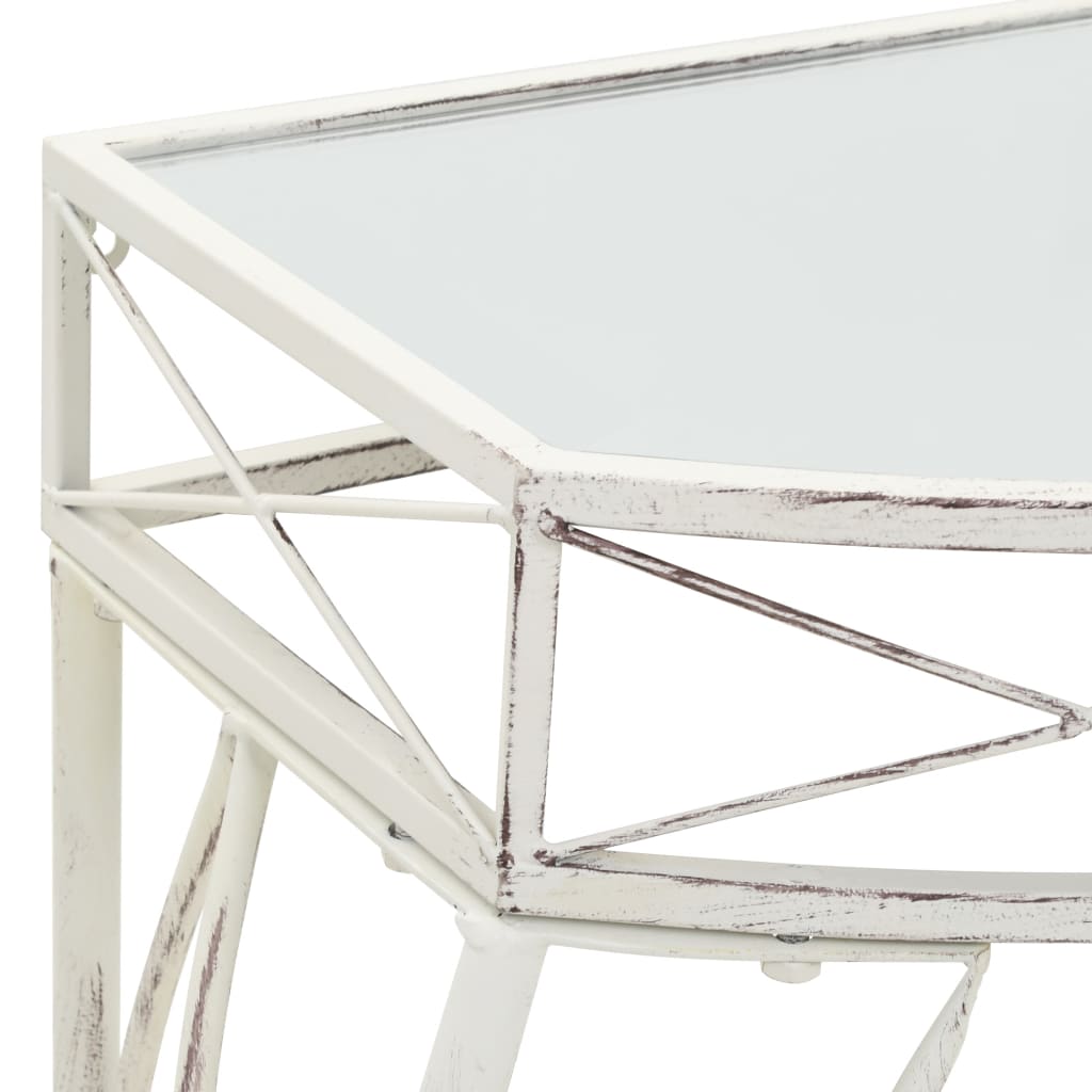 Sidebord Fransk Stil Metall 82X39X76 Cm Hvit