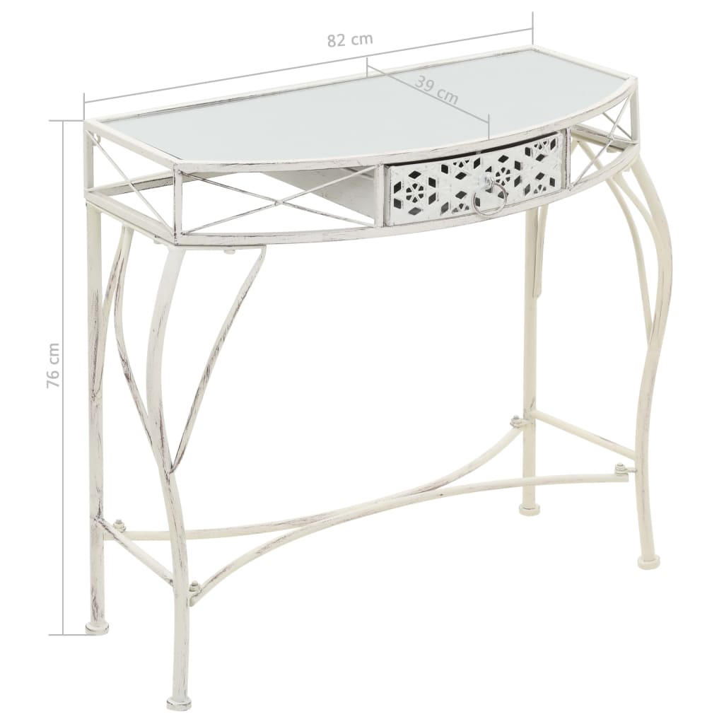 Sidebord Fransk Stil Metall 82X39X76 Cm Hvit