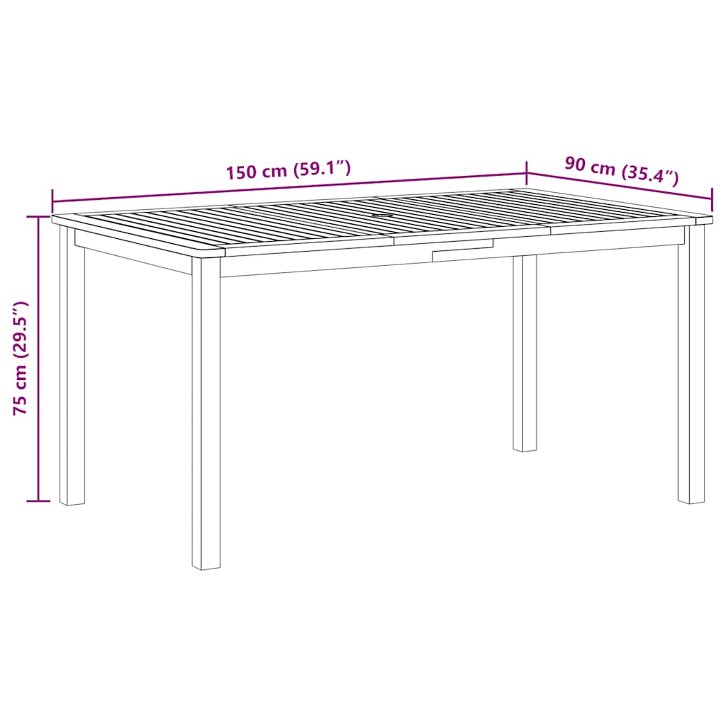 Hagebord 150X90X74 Cm Heltre Akasie