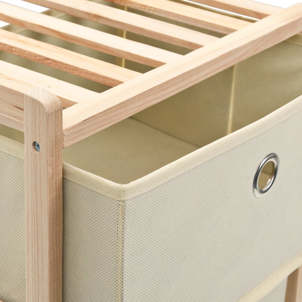 Oppbevaringshylle Med 3 Stoffkurver Sedertre Beige