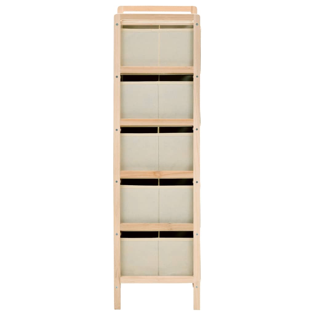 Oppbevaringshylle Med 5 Stoffkurver Sedertre Beige