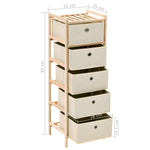 Oppbevaringshylle Med 5 Stoffkurver Sedertre Beige