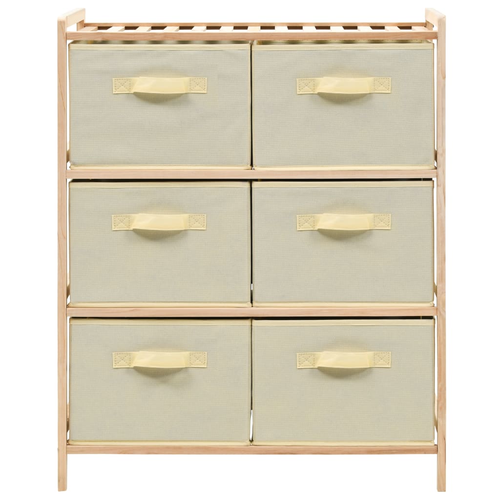 Oppbevaringshylle Med 6 Stoffkurver Sedertre Beige