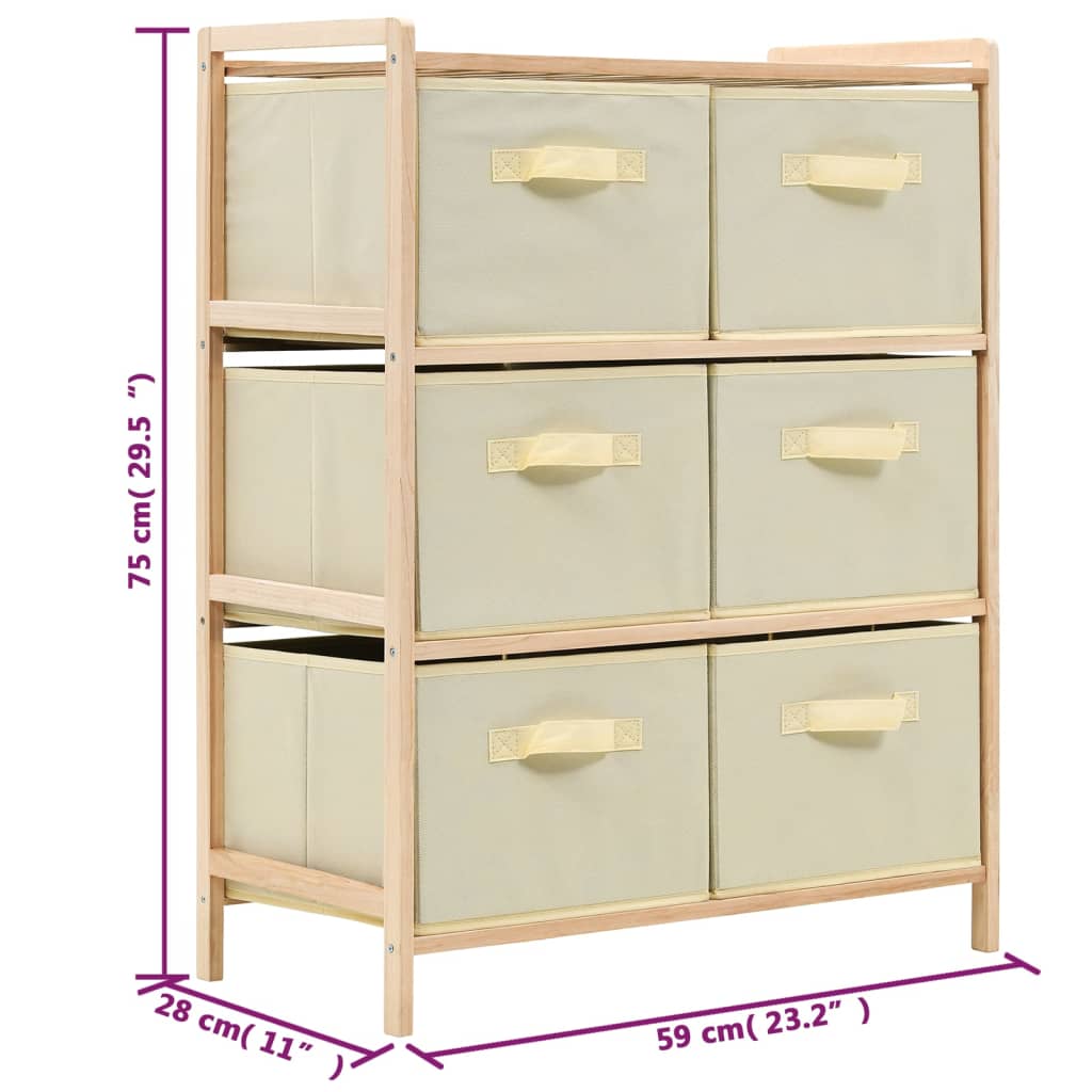 Oppbevaringshylle Med 6 Stoffkurver Sedertre Beige