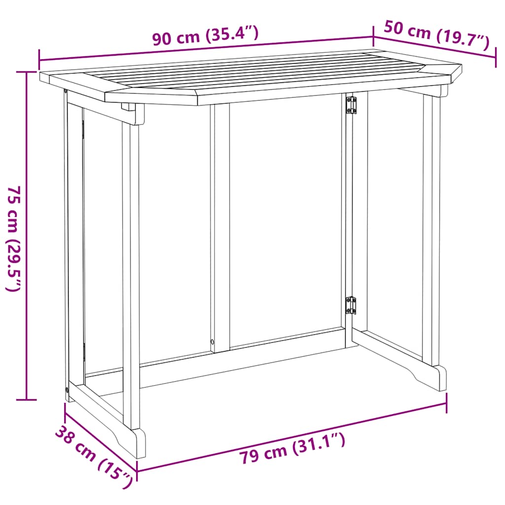 Bistrobord 90X50X75 Cm Heltre Akasie
