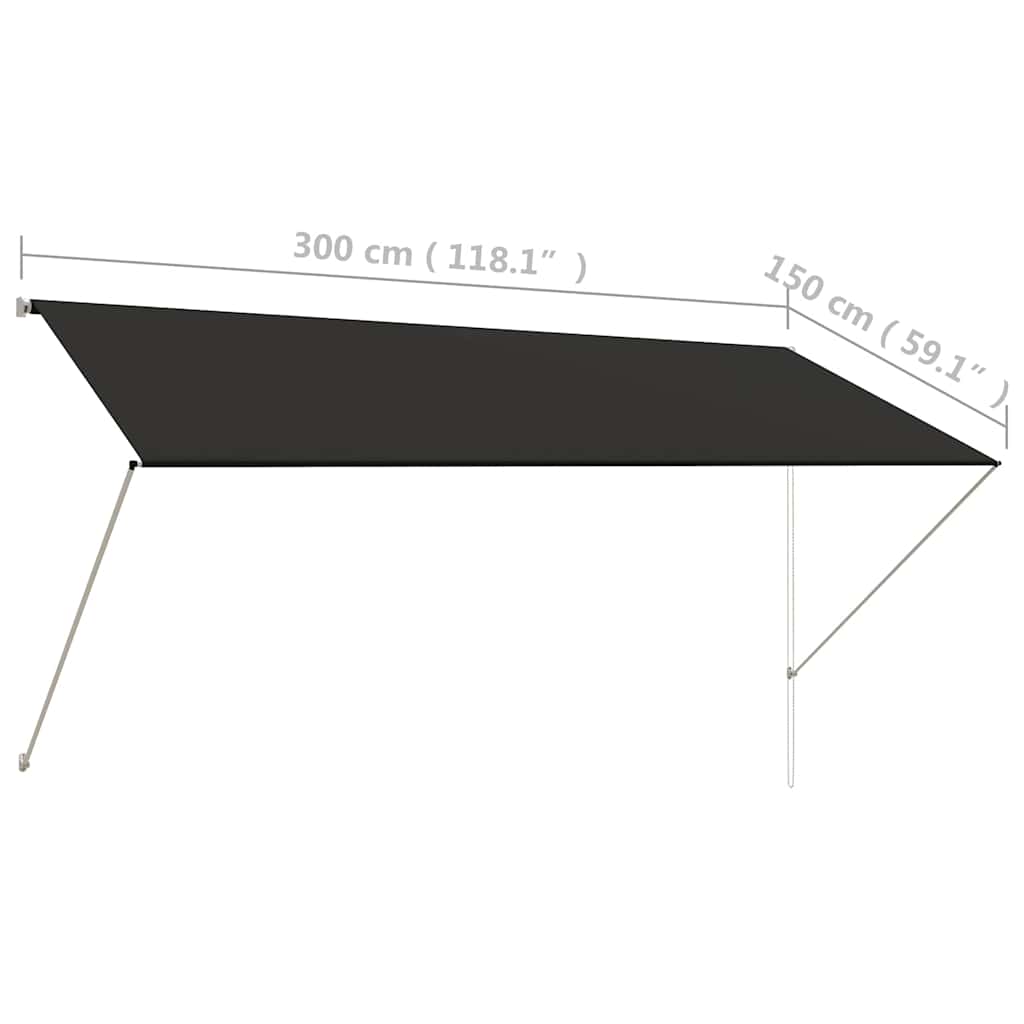Uttrekkbar Markise 300X150 Cm Antrasitt