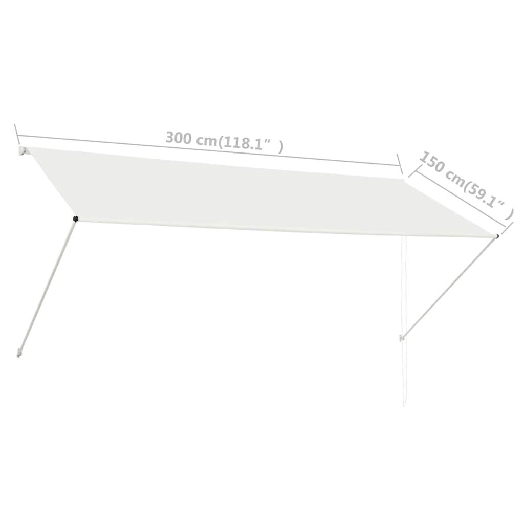 Uttrekkbar Markise 300X150 Cm Kremhvit