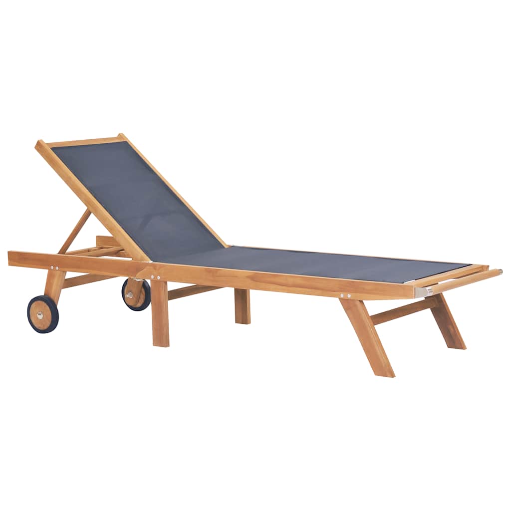 Foldbar Solseng Med Hjul Heltre Teak Og Textilene